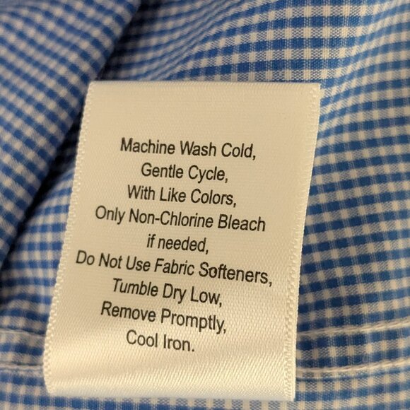 DOC & AMELIA BY Cintas Blue/White Gingham Check Long Sleeve Button Shirt Size XL - Picture 6 of 6